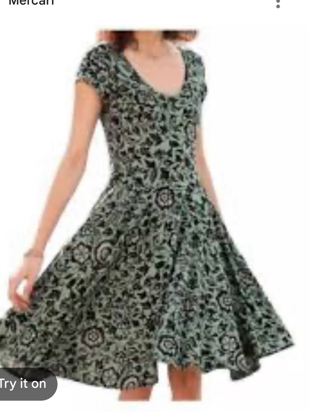 Peruvian Connection Isabel Floral Fit Flare Dress Green Womens Sz S